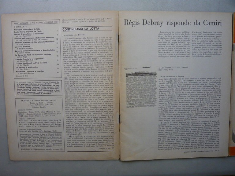 Lotto MONTHLY REVIEW,Dedalo, 1969, 2 numeri[Leo Guberman,Sweezy
