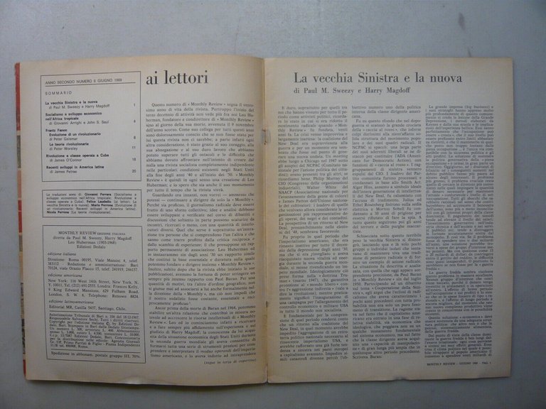 Lotto MONTHLY REVIEW,Dedalo, 1969, 2 numeri[Leo Guberman,Sweezy
