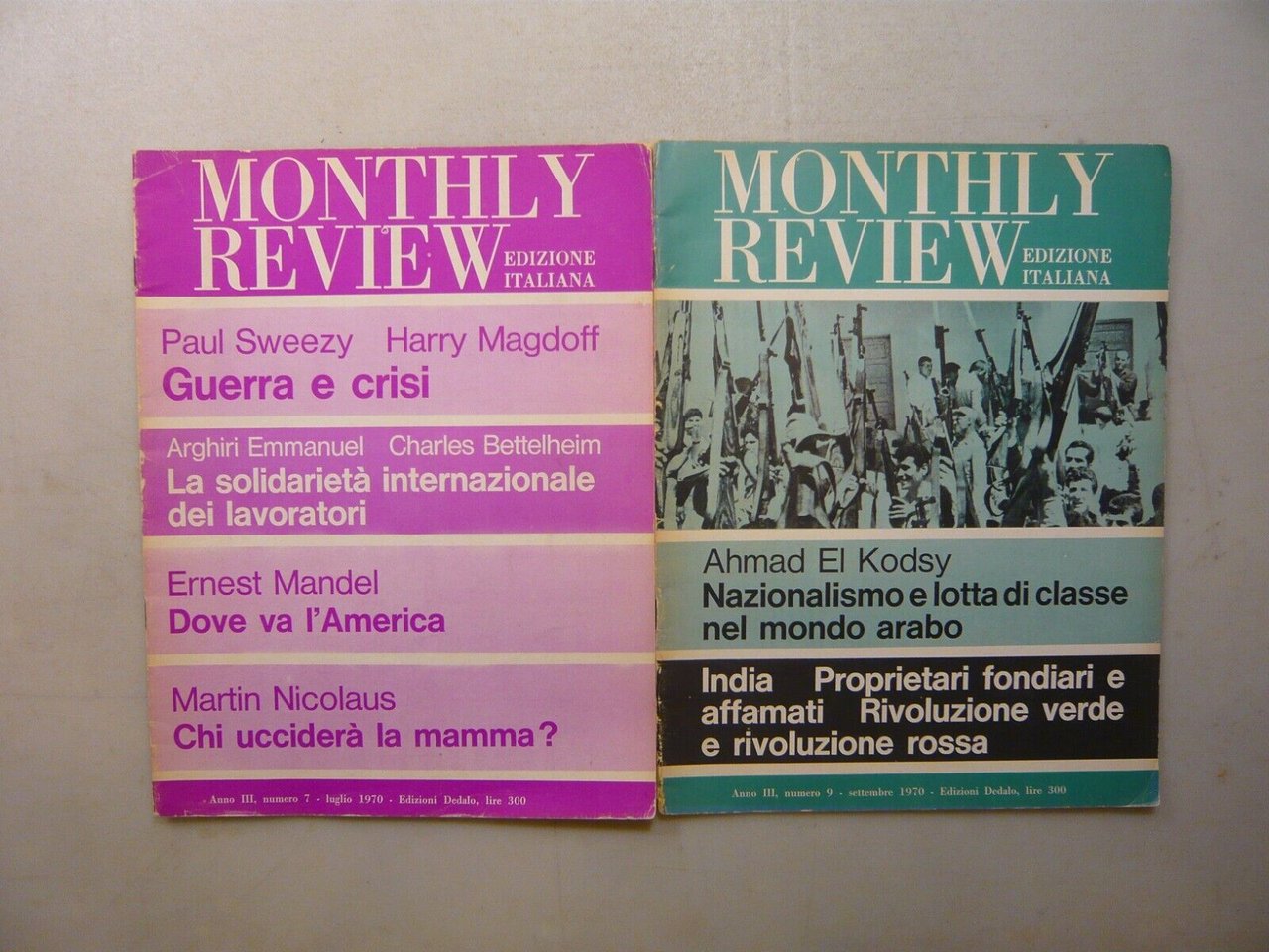 Lotto MONTHLY REVIEW,Dedalo, 1970, 2 numeri[Leo Guberman,Sweezy