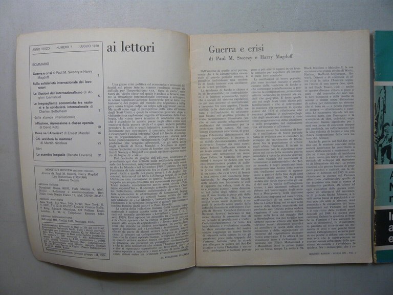 Lotto MONTHLY REVIEW,Dedalo, 1970, 2 numeri[Leo Guberman,Sweezy