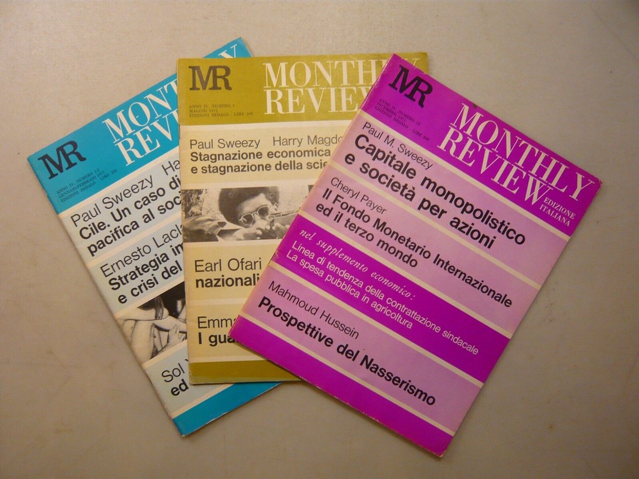 Lotto MONTHLY REVIEW,Dedalo, 1971, 3 numeri[Leo Guberman,Sweezy