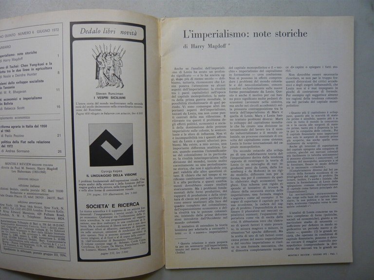 Lotto MONTHLY REVIEW,Dedalo, 1972, 3 numeri[Leo Guberman,Sweezy