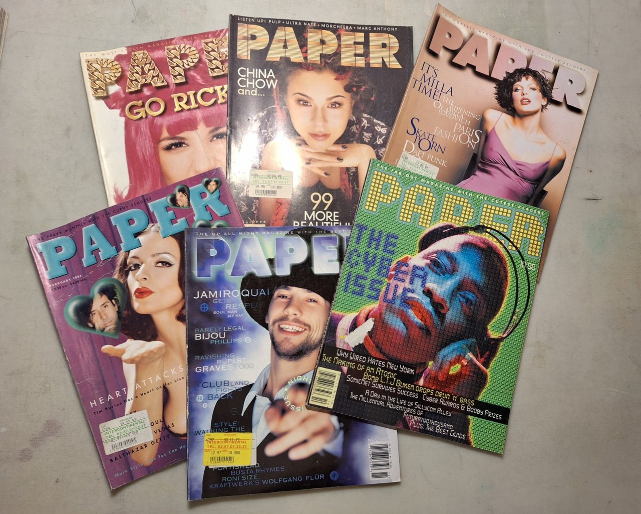 Lotto PAPER magazine 1996/97/98[6 numeri,Milla Jovovich,Jamiroquai,Morcheeba | Immagine principale