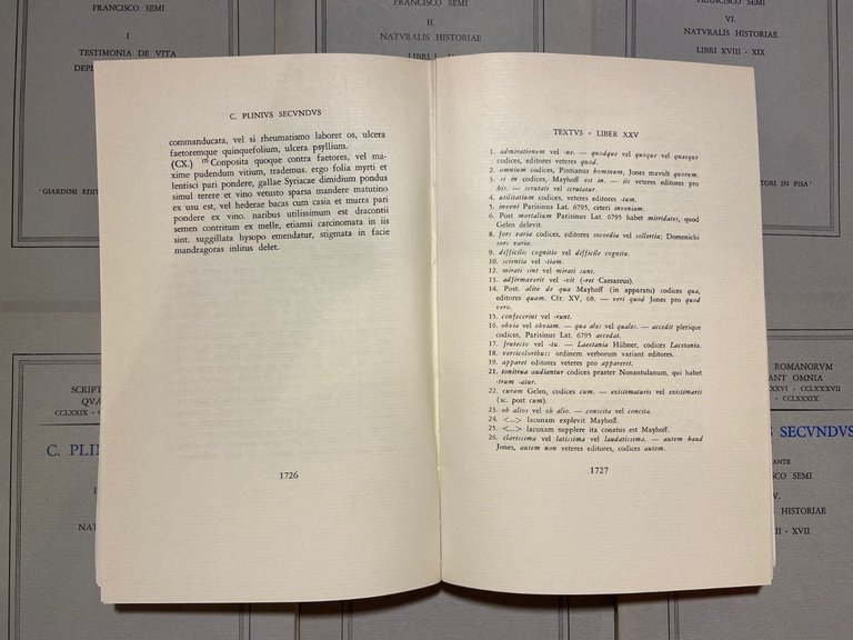 Lotto Plinius Secundus,NATURALIS HISTORIAE,TESTIMONIA DE VITA, Giardini ed 1978 | Immagine Gallery 5