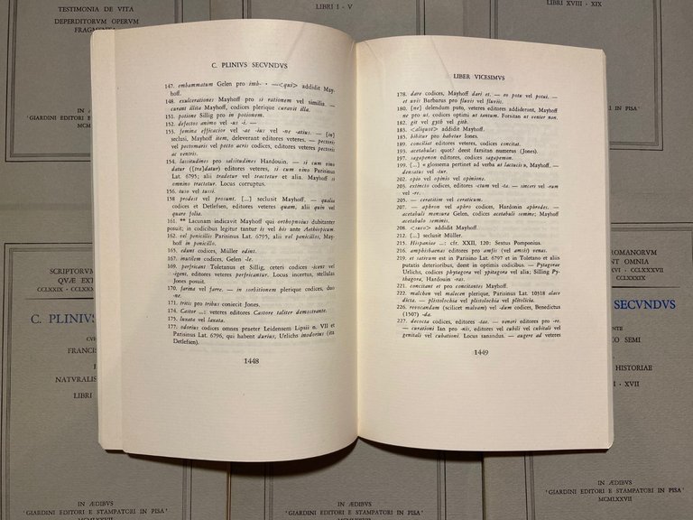 Lotto Plinius Secundus,NATURALIS HISTORIAE,TESTIMONIA DE VITA, Giardini ed 1978 | Immagine Gallery 6
