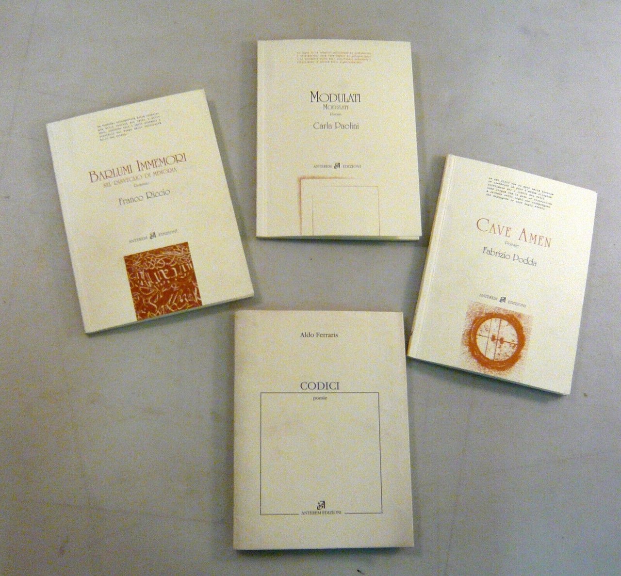 Lotto poesia contemporanea.Paolini,Podda,Riccio,Ferraris,LIMINA,Anterem 2004