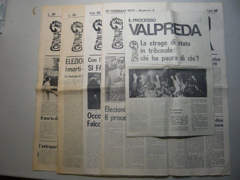 Lotto PROCESSO VALPREDA periodico a cura di LOTTA CONTINUA, 1972[Piazza …