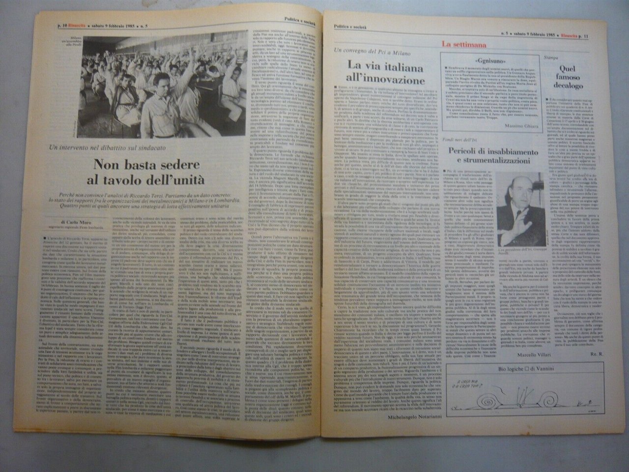 Lotto RINASCITA.Settimanale fondato da Palmiro Togliatti, 1985[21 numeri