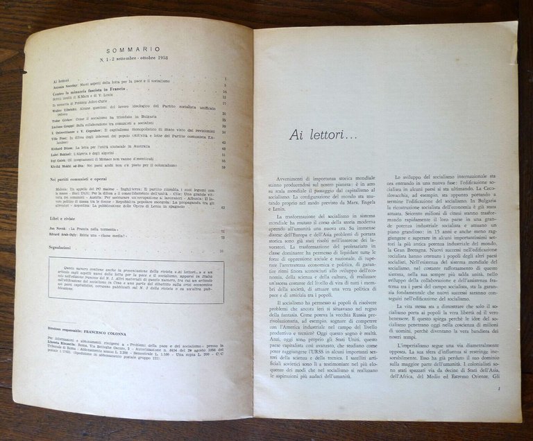 Lotto rivista PROBLEMI DELLA PACE E DEL SOCIALISMO 1958-1964[partiti comunisti