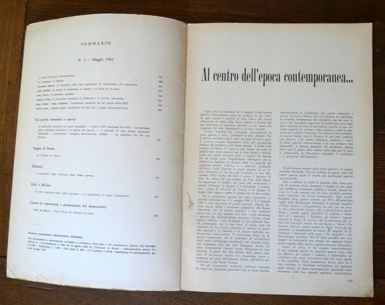 Lotto rivista PROBLEMI DELLA PACE E DEL SOCIALISMO 1958-1964[partiti comunisti