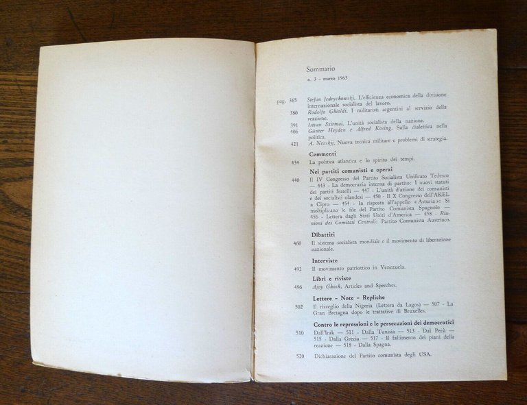 Lotto rivista PROBLEMI DELLA PACE E DEL SOCIALISMO 1958-1964[partiti comunisti