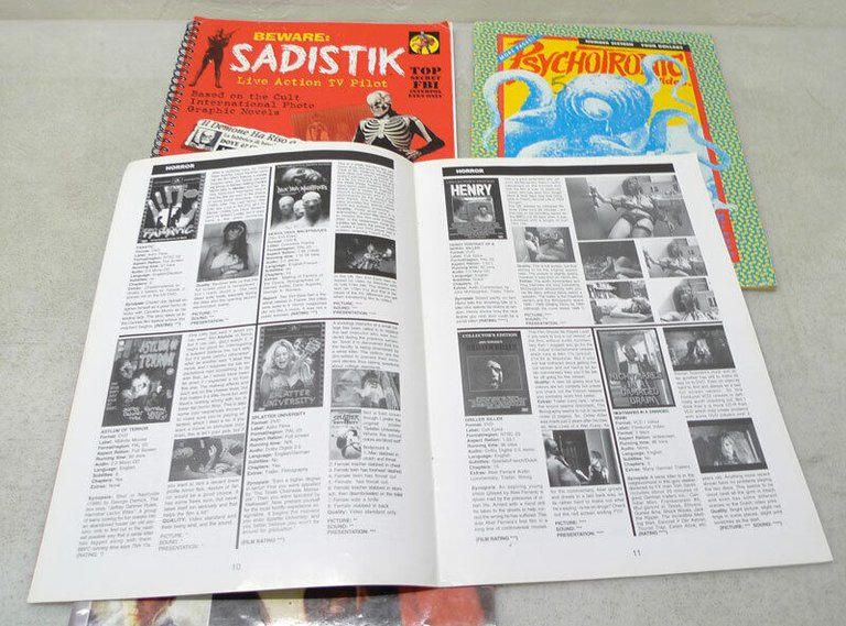 Lotto riviste cinema horror fantascienza.MPEG/PSYCHOTRONIC/QUATERMASS/SADISTIK
