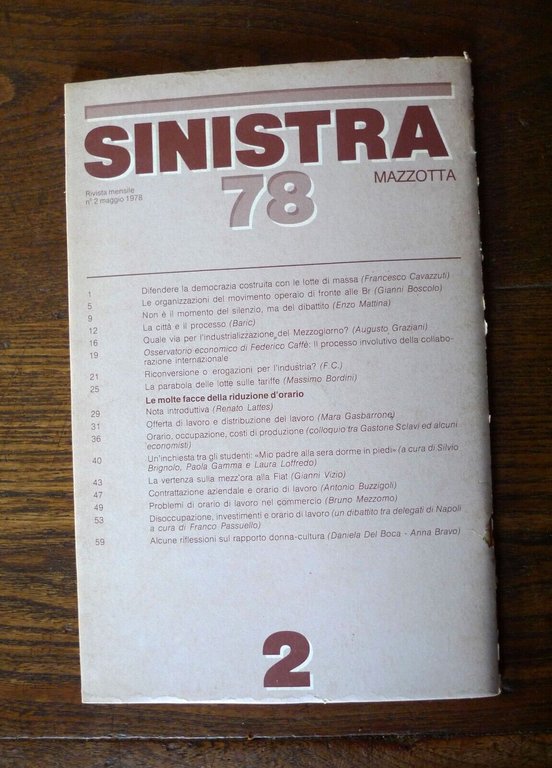 Lotto SINISTRA 78.Rivista mensile,Mazzotta 1978[Brigate Rosse,movimento operaio
