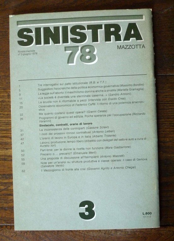 Lotto SINISTRA 78.Rivista mensile,Mazzotta 1978[Brigate Rosse,movimento operaio