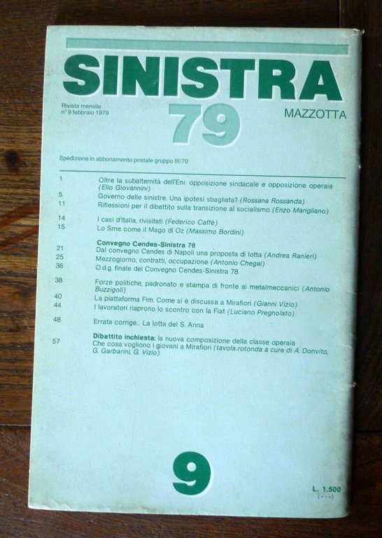 Lotto SINISTRA 78.Rivista mensile,Mazzotta 1978[Brigate Rosse,movimento operaio