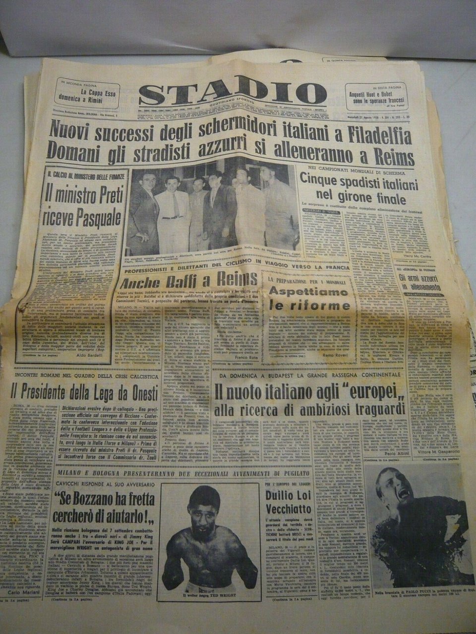 Lotto STADIO. Quotidiano sportivo, agosto settembre 1958, 12 numeri