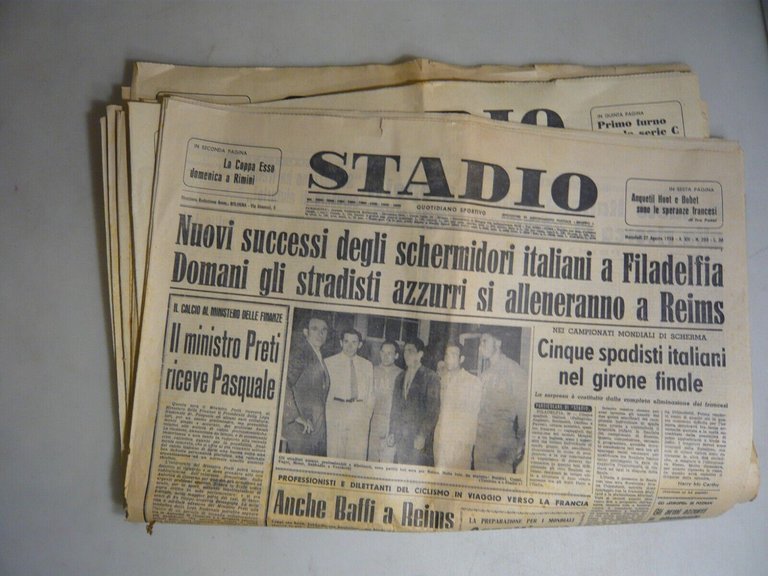 Lotto STADIO. Quotidiano sportivo, agosto settembre 1958, 12 numeri