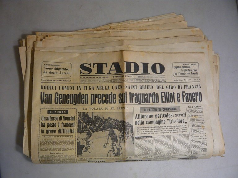 Lotto STADIO. Quotidiano sportivo, luglio 1958, 17 numeri