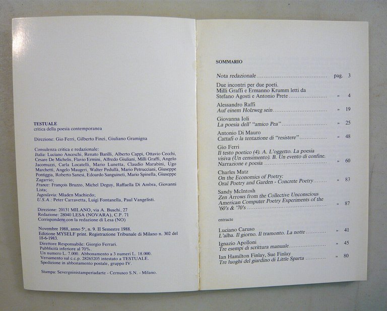 Lotto TESTUALE.Critica della poesia contemporanea,1986/1987/1988/1989/'92,Myself