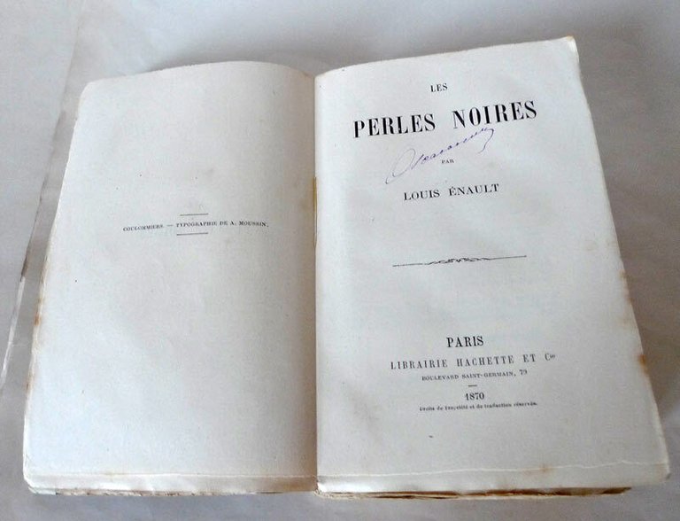 LOUIS ÉNAULT,LES PERLES NOIRES,1870 HACHETTE I^ed[narrativa francese,Enault
