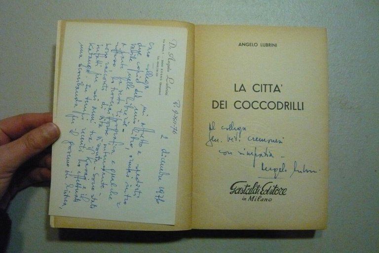 Lubrini ,LA CITTA’ DEI COCCODRILLI,Gastaldi 1970[dedica e cartolina autografa