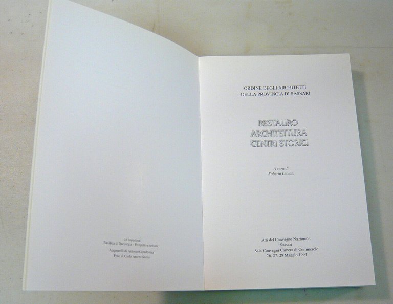 Luciani,RESTAURO ARCHITETTURA CENTRI STORICI.Atti convegno,1994 Sassari