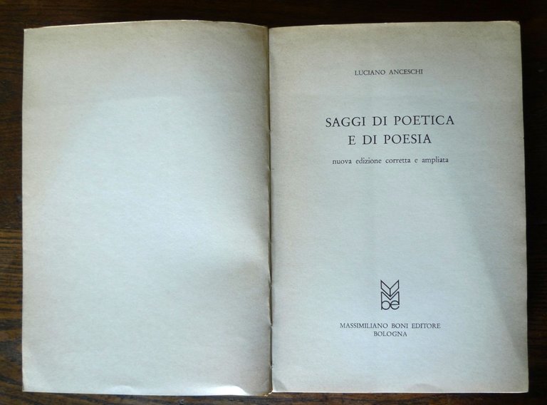 Luciano Anceschi,SAGGI DI POETICA E DI POESIA,1972 Boni[filosofia | Immagine Gallery 3