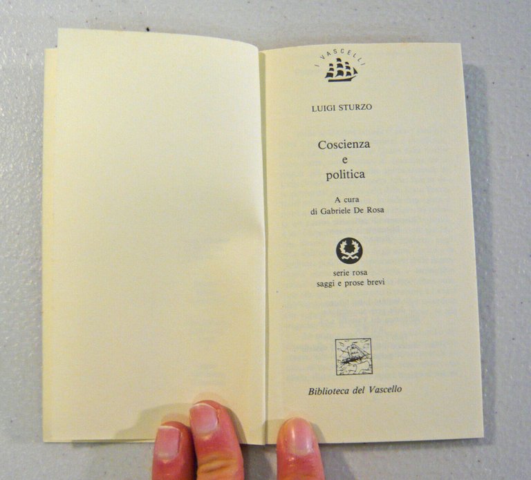 Luigi Sturzo,COSCIENZA E POLITICA,1993 Biblioteca del Vascello