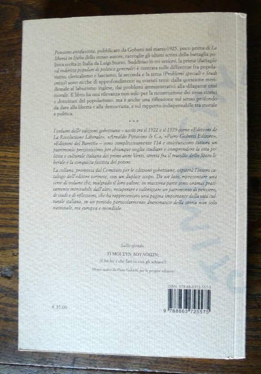 Luigi Sturzo,PENSIERO ANTIFASCISTA,2014 Ed.Storia e Letteratura[Piero Gobetti | Immagine Gallery 2