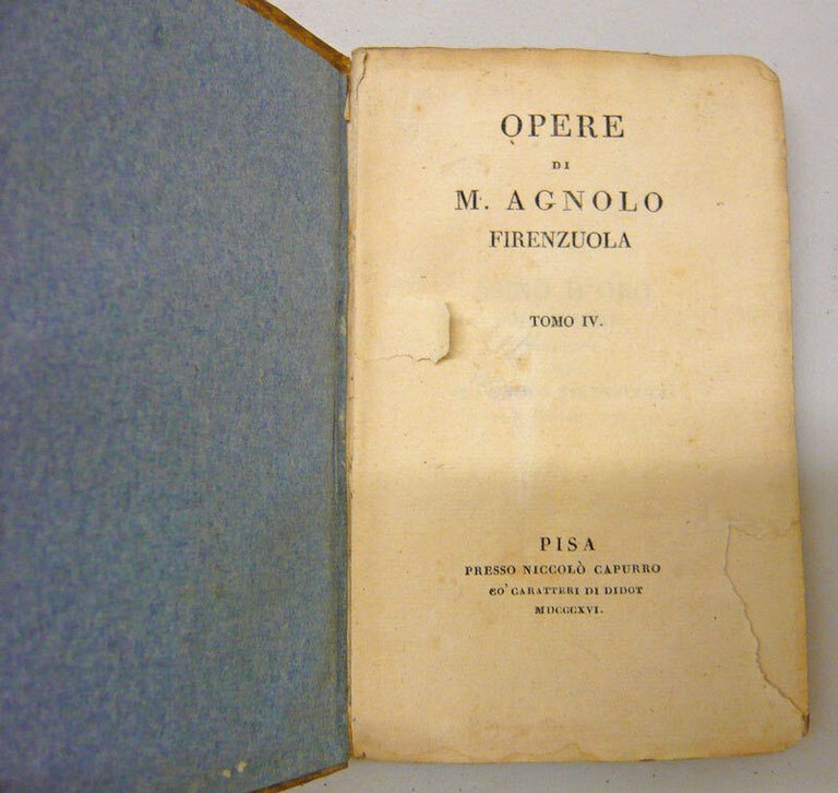 M.AGNOLO FIRENZUOLA,OPERE.6 voll.,1816 Pisa,Niccolò Capurro