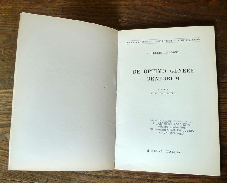 M.T.Cicerone,DE OPTIMO GENERE ORATORUM,1970 Minerva[Dal Santo,CLASSICI LATINI | Immagine Gallery 2