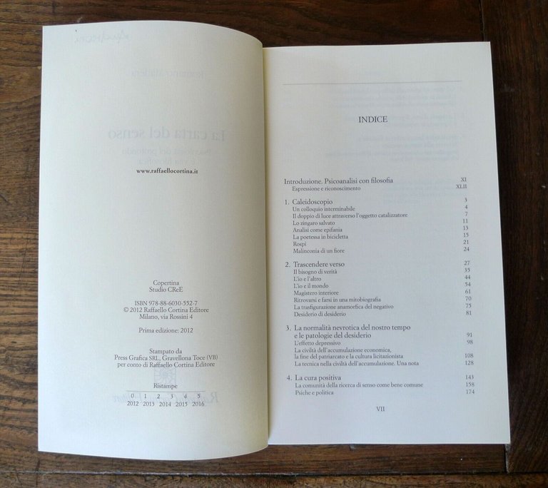 Madera,LA CARTA DEL SENSO.Psicologia del profondo e vita filosofica,2012 Cortina