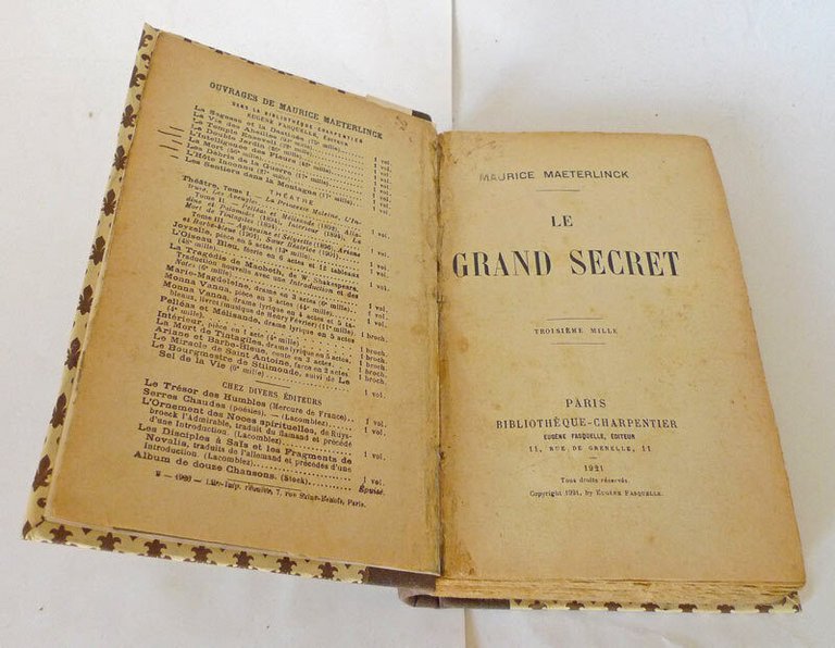 Maeterlinck,LA VIE DES TERMITES/LA SAGESSE ET LA DESTINÉE/LE GRAND SECRET,1911