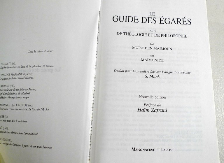 Maimonide,LE GUIDE DES ÉGARÉS,2003[Traité théologie,philosophie,filosofia