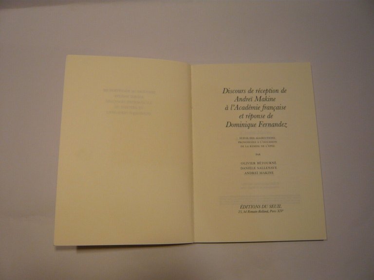 Makine,Fernandez,DISCOURS DE RECEPTION DE ANDREI MAKINE A L’ACADEMIE, 2017
