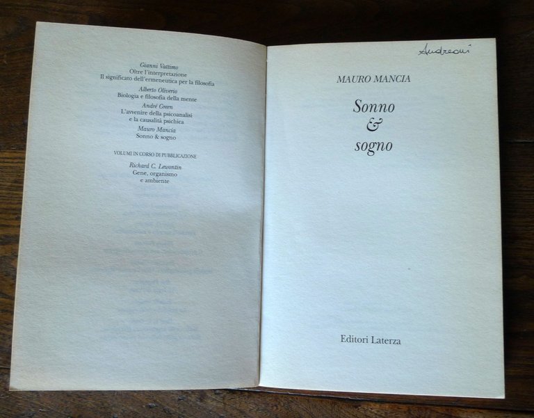 Mancia,BREVE STORIA DEL SOGNO/SONNO & SOGNO,1996-98 Marsilio/Laterza[psicologia | Immagine Gallery 3