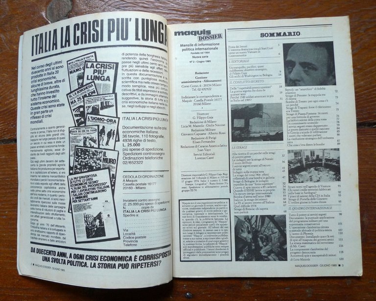 MAQUIS DOSSIER n.2 1985.ITALIA:IL CONFLITTO SEGRETO[stragi,P2,servizi segreti | Immagine Gallery 2