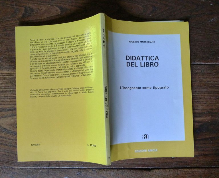 Maragliano,DIDATTICA DEL LIBRO.L'INSEGNANTE COME TIPOGRAFO,1992 Anicia[scuola