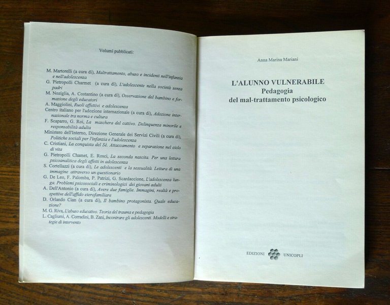 Mariani,L'ALUNNO VULNERABILE/Roccia,Foti,L'ABUSO SESSUALE SUI MINORI'93 UNICOPLI