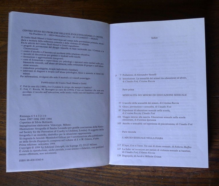 Mariani,L'ALUNNO VULNERABILE/Roccia,Foti,L'ABUSO SESSUALE SUI MINORI'93 UNICOPLI