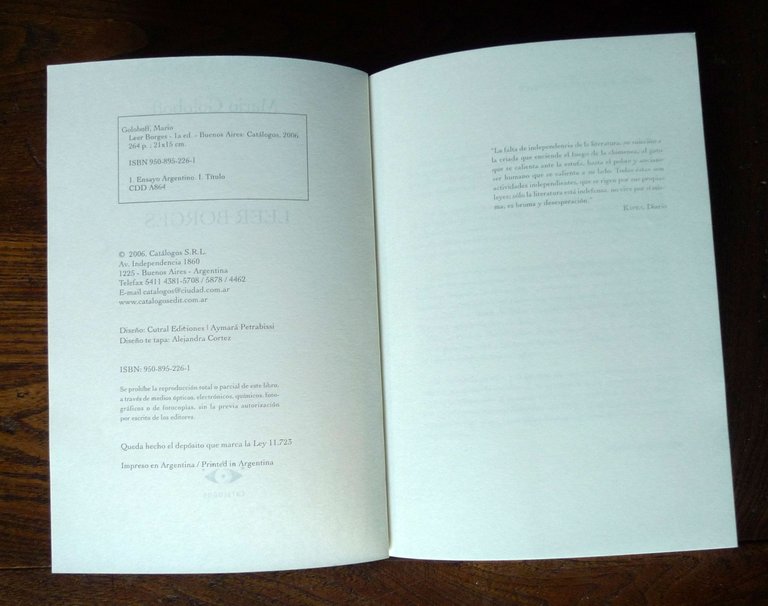 Mario Goloboff,LEER BORGES,2006 Catálogos[critica letteraria