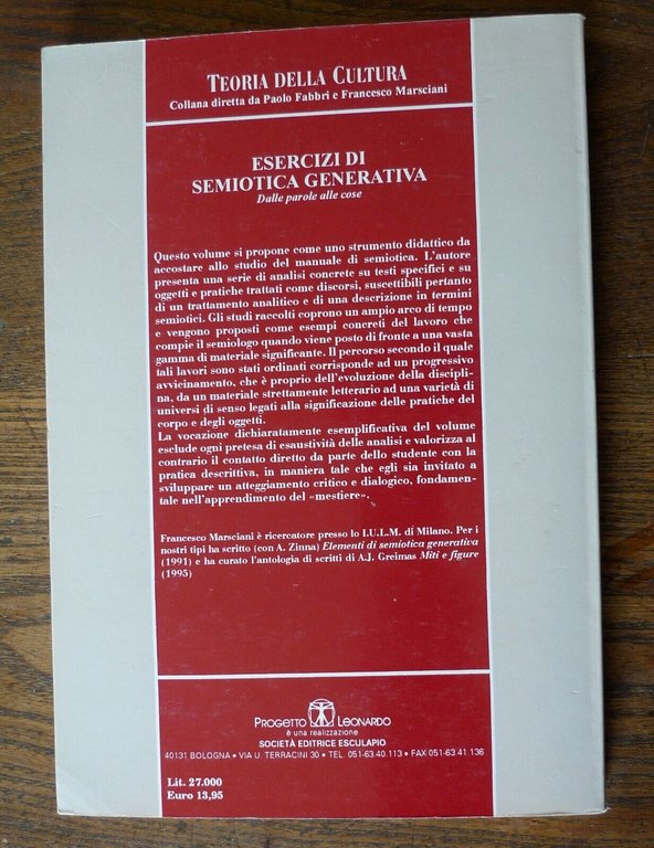 Marsciani,ELEMENTI DI SEMIOTICA GENERATIVA+ESERCIZI,1991-99 Progetto Leonardo