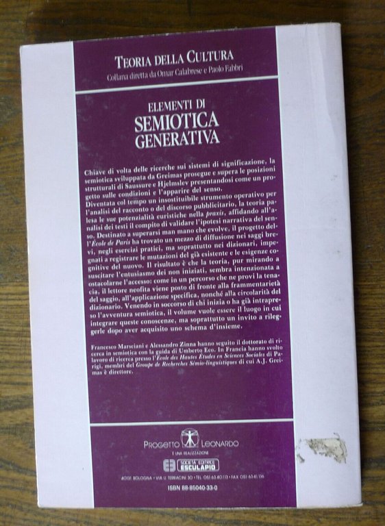 Marsciani,ELEMENTI DI SEMIOTICA GENERATIVA+ESERCIZI,1991-99 Progetto Leonardo