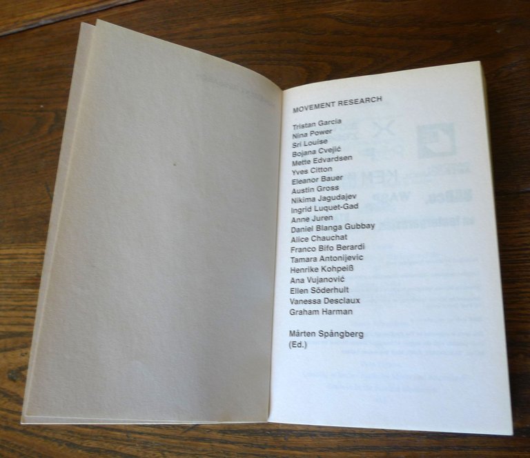 Marten Spanberg,MOVEMENT RESEARCH.Performance Journal,2018[TEATRO,DANZA,BIFO