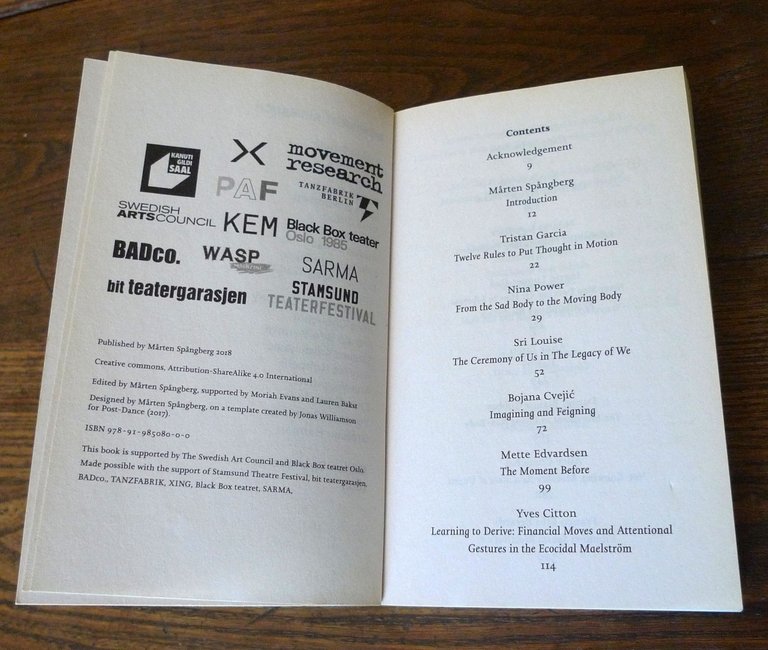 Marten Spanberg,MOVEMENT RESEARCH.Performance Journal,2018[TEATRO,DANZA,BIFO