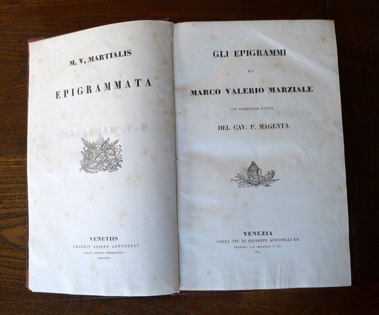 MARTIALIS EPIGRAMMATA.GLI EPIGRAMMI DI MARZIALE 1842 Antonelli[italiano/latino