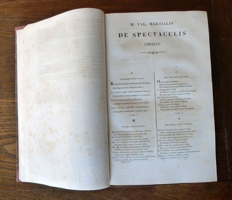 MARTIALIS EPIGRAMMATA.GLI EPIGRAMMI DI MARZIALE 1842 Antonelli[italiano/latino