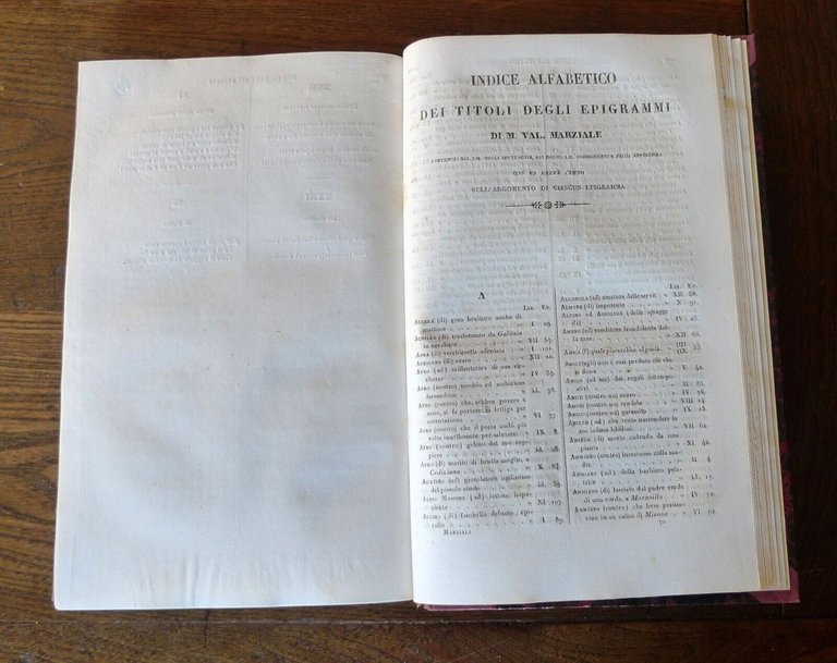 MARTIALIS EPIGRAMMATA.GLI EPIGRAMMI DI MARZIALE 1842 Antonelli[italiano/latino