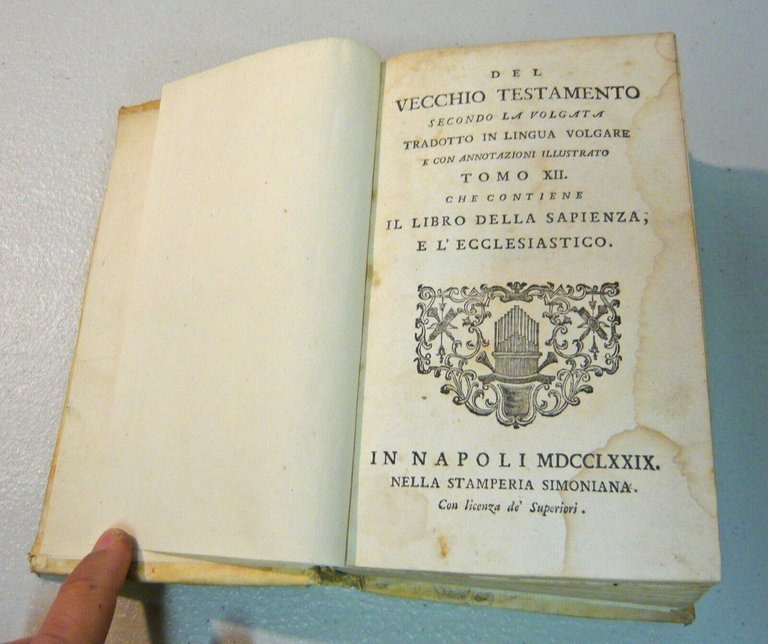 MARTINI,DEL VECCHIO TESTAMENTO TRADOTTO IN LINGUA VOLGARE,XII,1779 Napoli[Bibbia