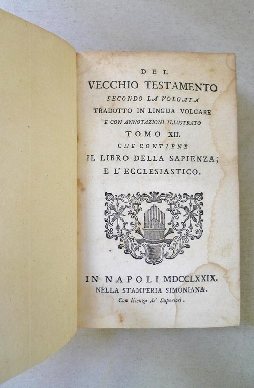 MARTINI,DEL VECCHIO TESTAMENTO TRADOTTO IN LINGUA VOLGARE,XII,1779 Napoli[Bibbia